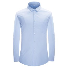 Professional custom formal long-sleeved men's shirts supply fine twill light blue professional shirts 45% Cotton 55% Polyester YM4517 CHENSHANG SKR034 Professional custom formal long-sleeved men's shirts supply fine twill light blue professional shirts 45% Cotton 55% Polyester YM4517 CHENSHANG SKR034